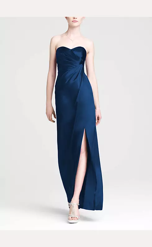 Strapless Long Charmeuse Dress with Slit Image 1