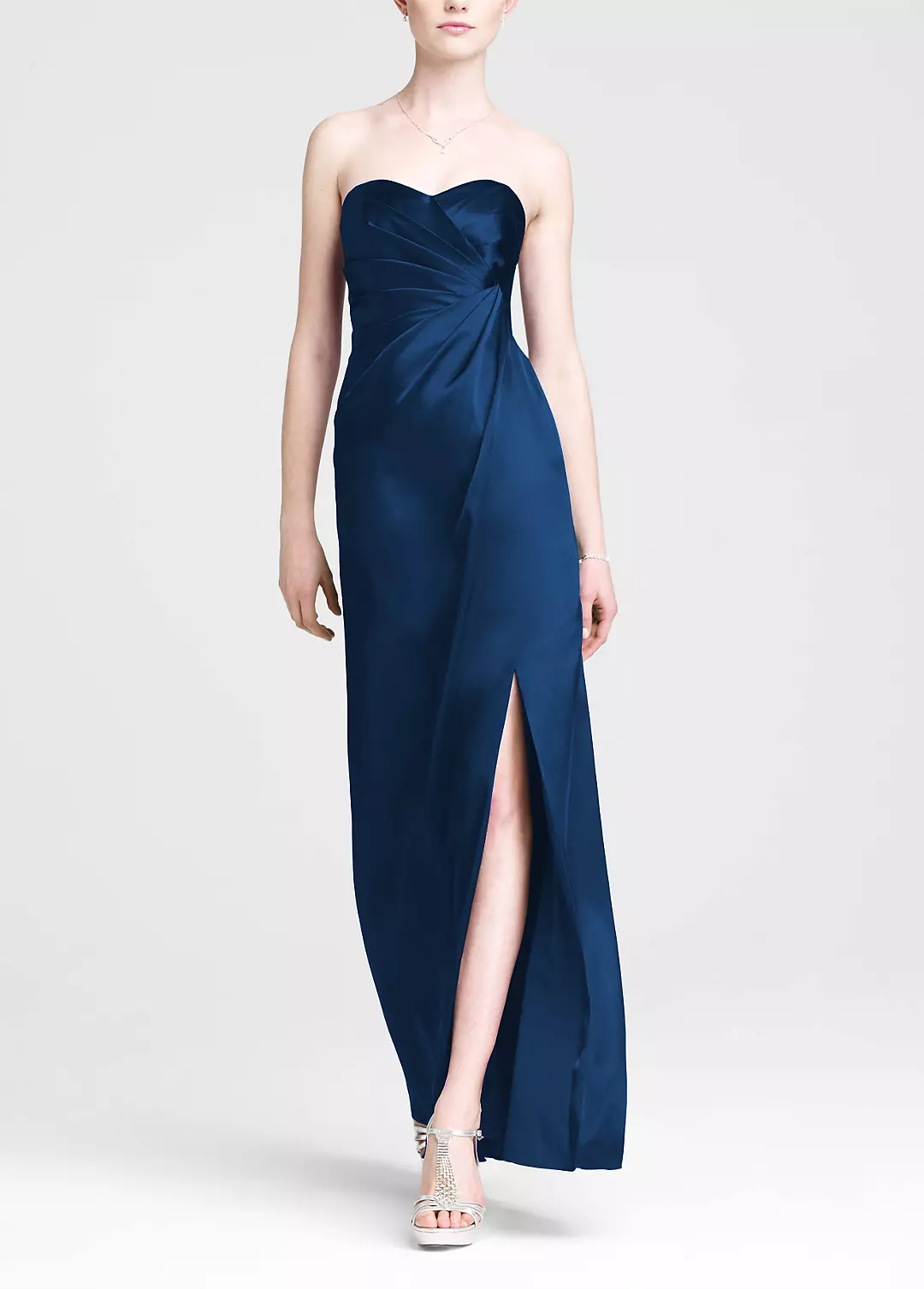 Strapless Long Charmeuse Dress with Slit Image