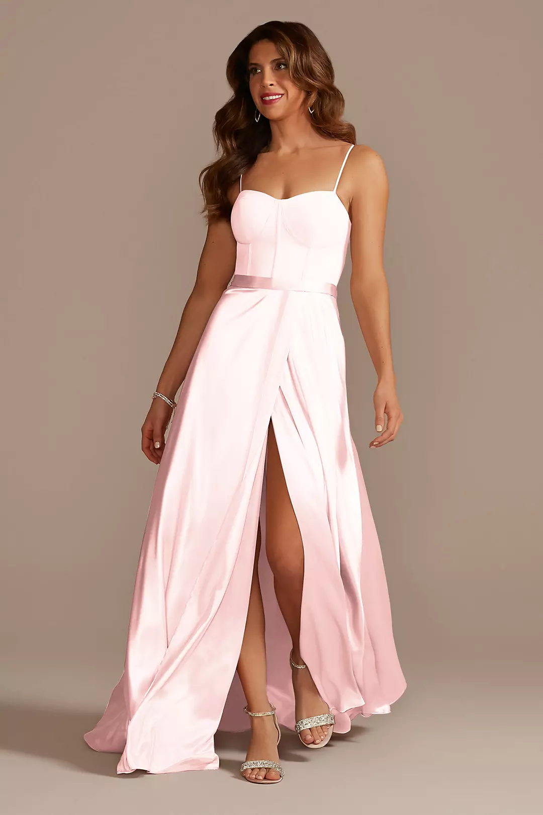Crepe Corset Bridesmaid Dress with Charmeuse Skirt Image