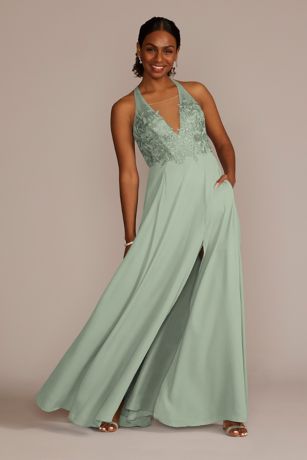 Halter Lace and Bridesmaid Dress David's Bridal