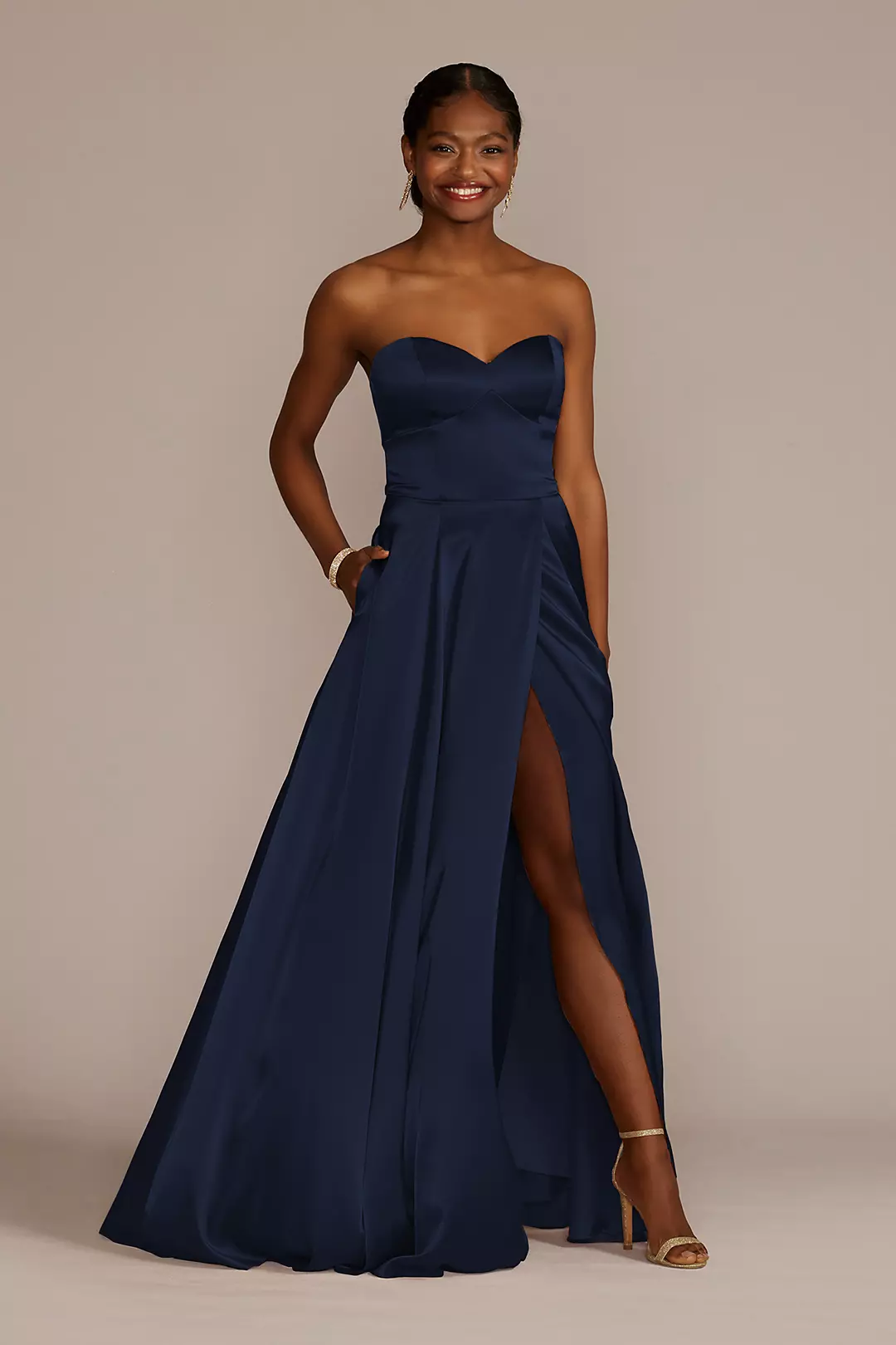 Charmeuse Strapless A-Line Dress Image