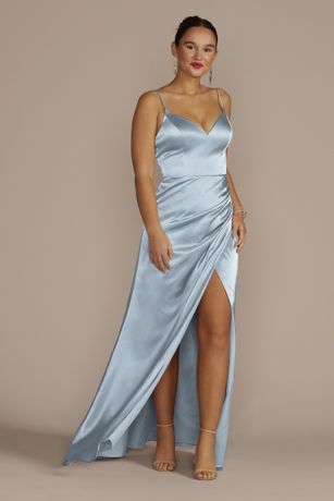 Spaghetti Strap Draped Charmeuse Bridesmaid Dress David's Bridal
