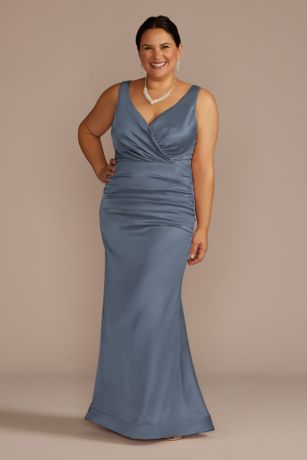 Steel blue plus size bridesmaid dresses sale