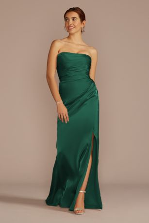Strapless Charmeuse Dress with Ruching Image