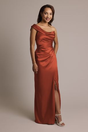One-Shoulder Charmeuse Sheath Dress Image
