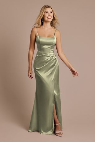 Chiffon Bow Square Neck Corset Bridesmaid Dresses main image 0