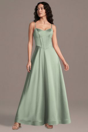 Satin Basque Waist Corset Ball Gown
