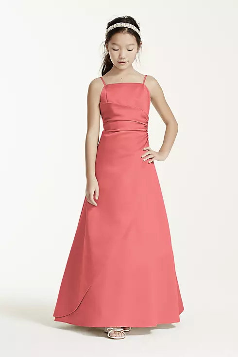 Long Satin Ball Gown with Side Ruching Image 1