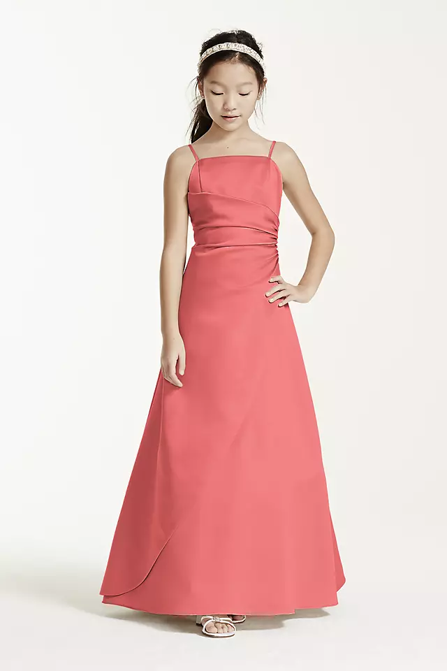 Long Satin Ball Gown with Side Ruching Image