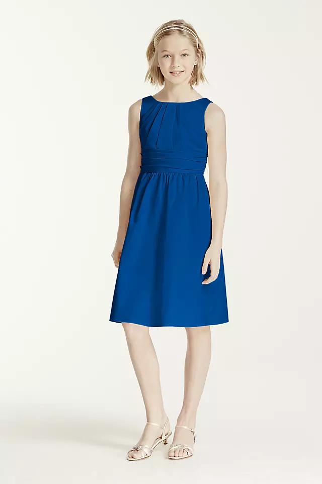Short Cotton Dress with Ruching Detail Image