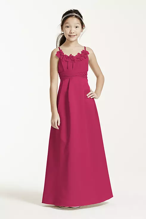 Satin and Chiffon Ball Gown with Ruched Waist Image 1
