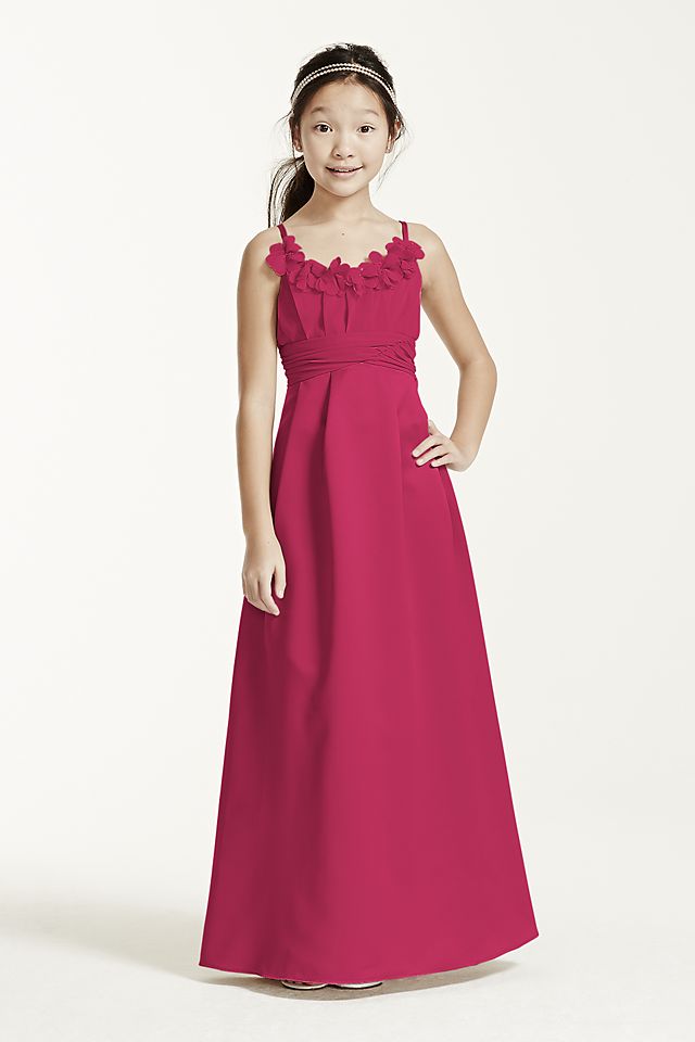 Satin and Chiffon Ball Gown with Ruched Waist Image 5