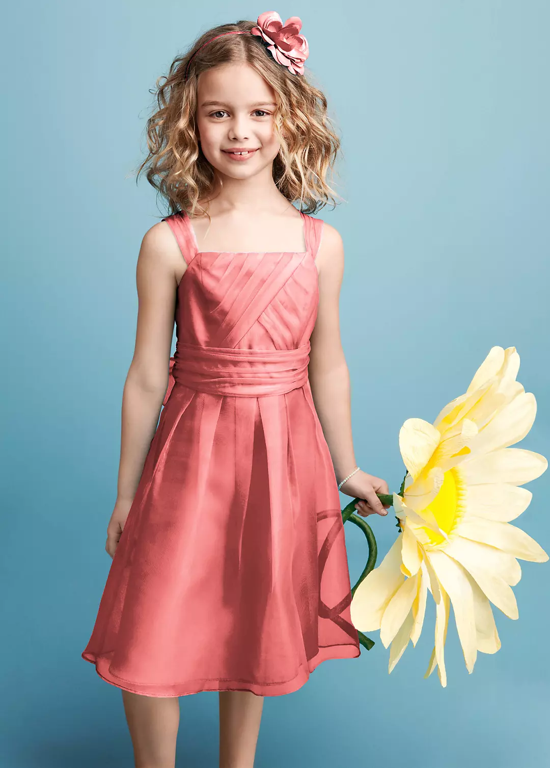 Sleeveless Organza Dress with Pleating Image