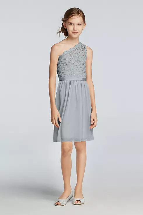 Short One Shoulder Lace Bodice Dress Image 1