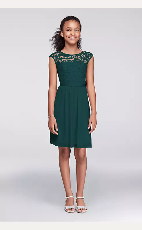 Cap Sleeve Lace and Mesh Girls Dress Image 1