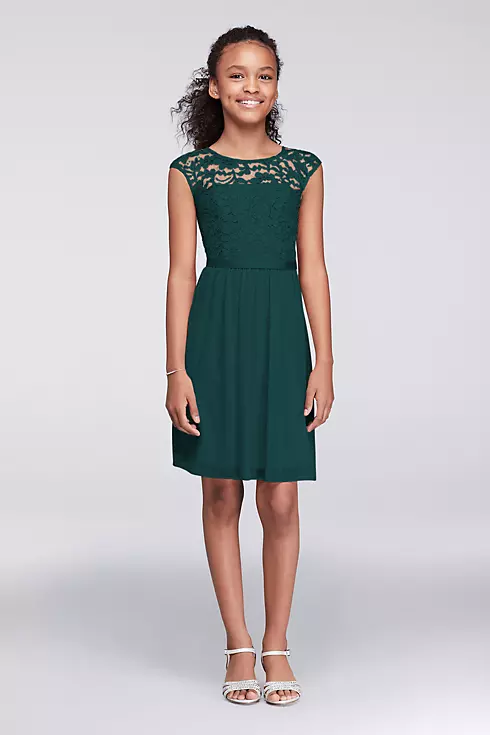 Cap Sleeve Lace and Mesh Girls Dress Image 1