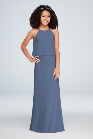 steel blue junior bridesmaid dresses