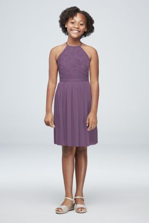 White and Purple Pleated Knee Length Dress