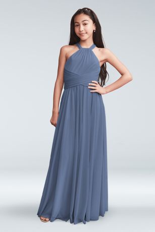 steel blue junior bridesmaid dresses