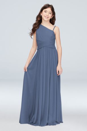 steel blue junior bridesmaid dresses