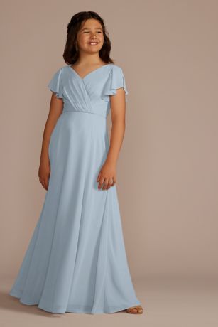 Long A-Line Short Sleeves Dress - David's Bridal
