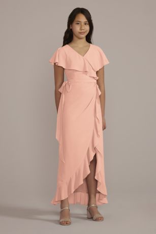 Simple Sleeveless Chiffon Junior Bridesmaid Gown Silver