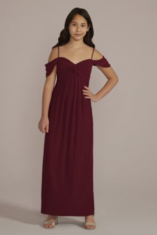 Sculpting Satin Off-the-Shoulder Bridesmaid Dress