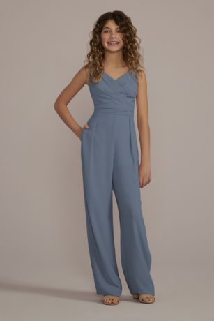 Junior Bridesmaid Tie-Back Chiffon Jumpsuit