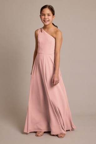 Chiffon One-Shoulder Junior Bridesmaid Dress | David's Bridal