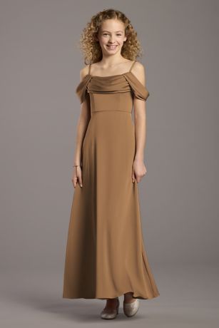 Celebrate DB Studio Matte Satin Cowl Neck A-Line Girls Dress in Eucalyptus | Size: Small | David's Bridal