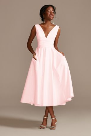 pink tea length wedding dress Blush Wedding Dress