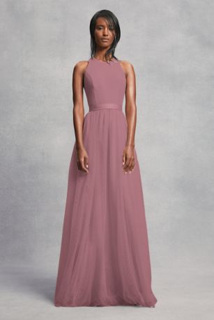 david's bridal blush bridesmaid dress