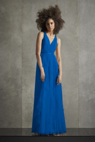 Bobbin Net Plunging Flange Skirt Bridesmaid Dress | David's Bridal