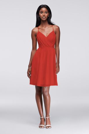 Chiffon Dress with Pleated Bodice and Strappy Back | David's