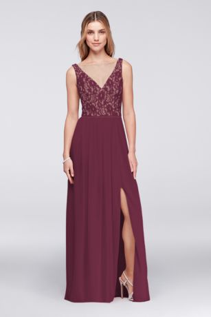 david's bridal lace top bridesmaid dress