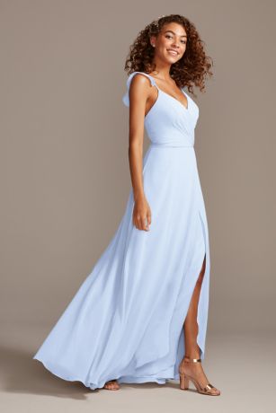 Y Strap Chiffon Dress David s Bridal