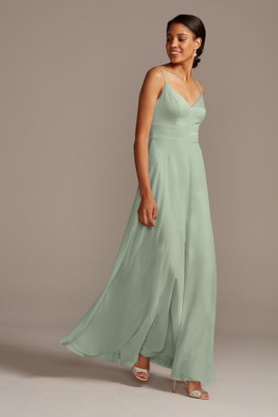 Spaghetti Strap Crepe-Back Satin Dress