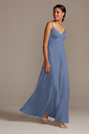 Spaghetti Strap Crepe-Back Satin Bridesmaid Dress | David's Bridal