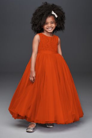 Orange and Brown Flower Girl Dresses