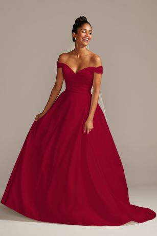 Bridesmaid Dress David's Bridal Red Ball Gown Davids Bridal