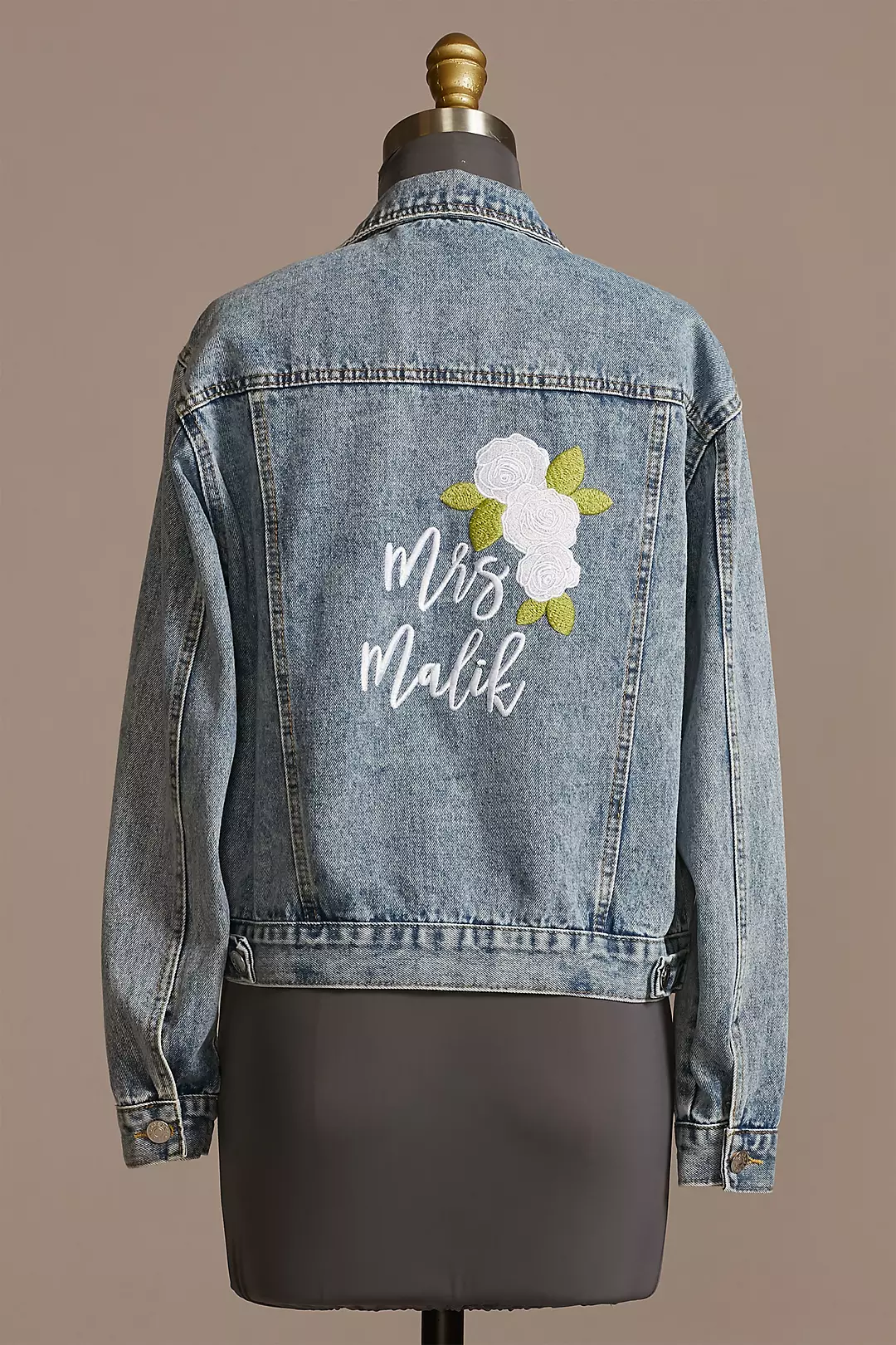 Personalized Floral Embroidered Denim Jacket Image