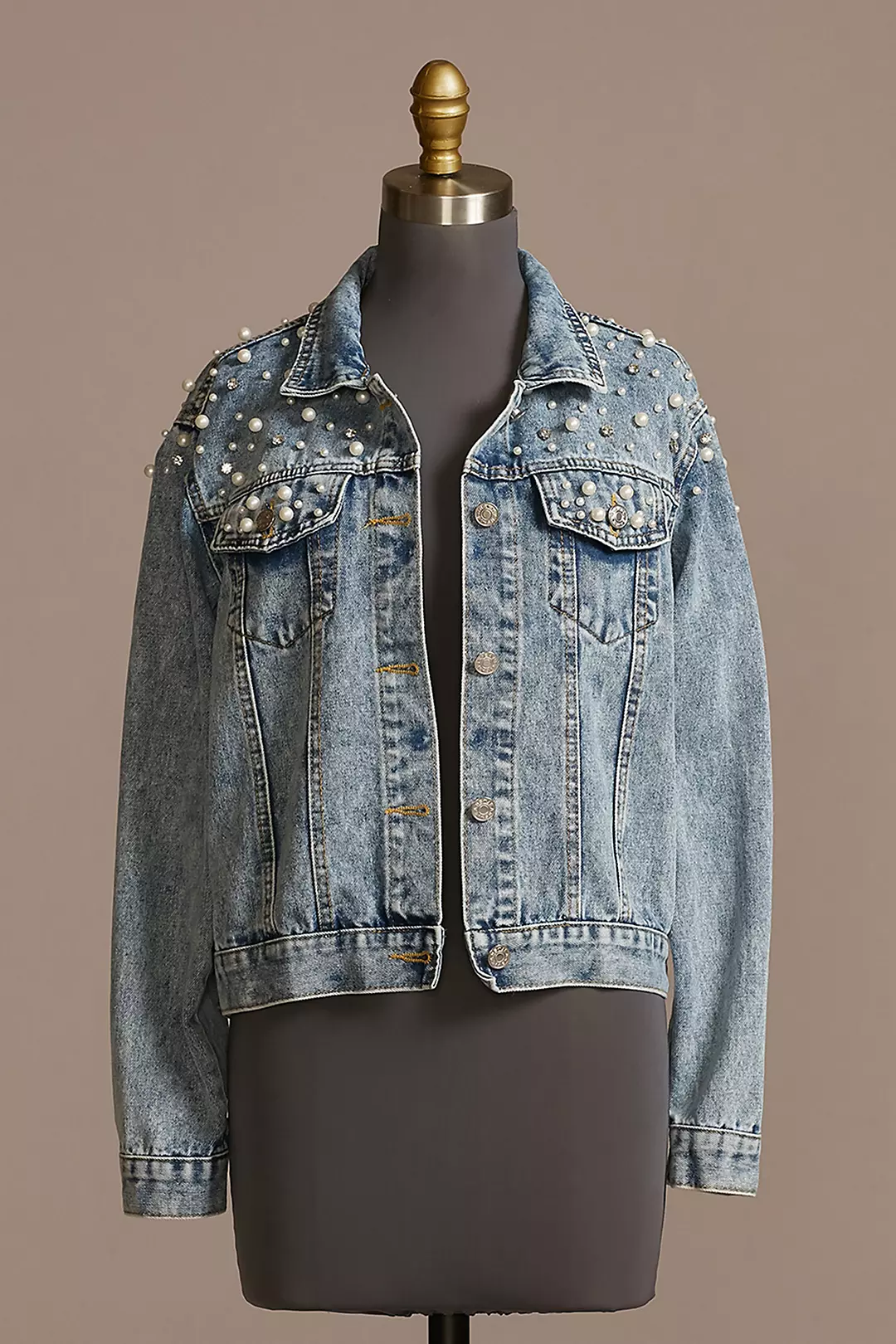 Personalized Pearl and Crystal Denim Jacket Image 2