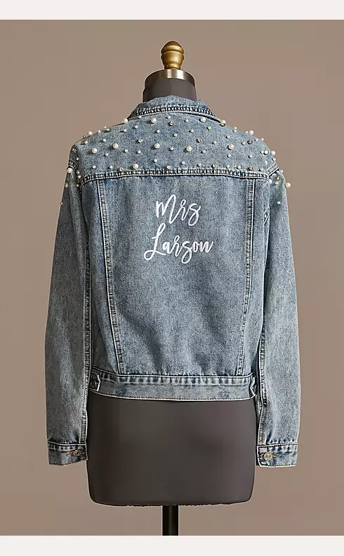 Personalized Pearl and Crystal Denim Jacket Image 1