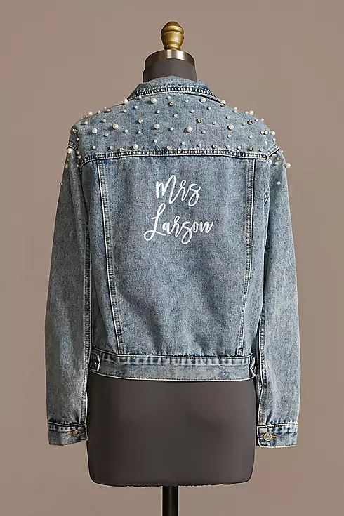 Personalized Pearl and Crystal Denim Jacket Image 1