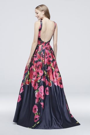 long satin tank ball gown