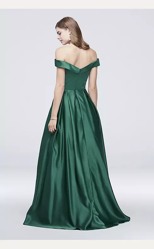 Pleated Off-the-Shoulder Lapel Ball Gown Image 2