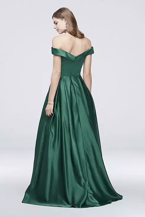 Pleated Off-the-Shoulder Lapel Ball Gown Image 2