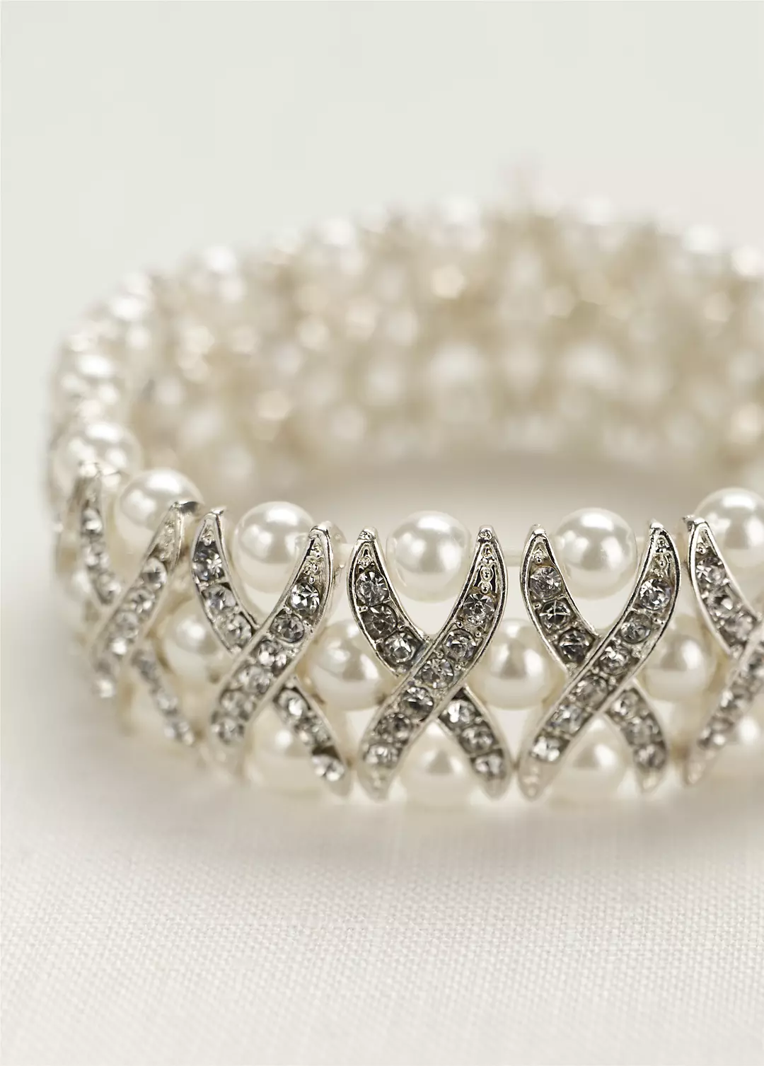 Pearl and Crystal X Design Bracelet Image
