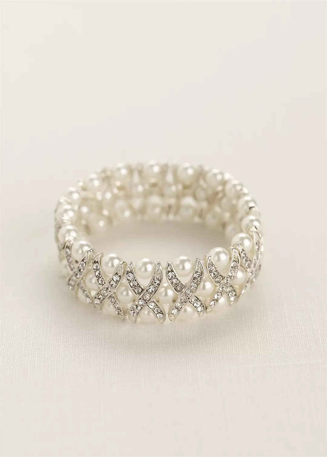 Pearl and Crystal X Design Bracelet Image 2