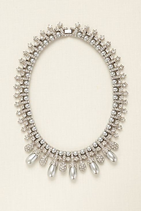 Pearl and Rhinestone Pave Necklace Image